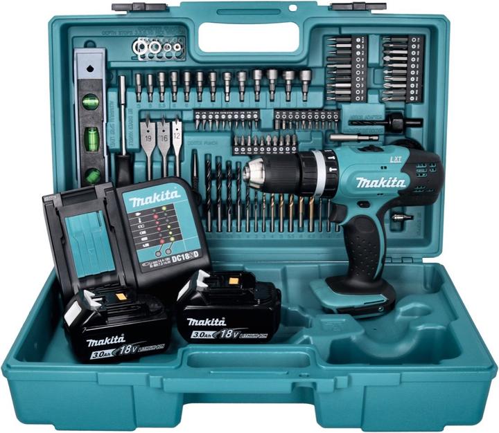 Produktbild Makita DHP 453 SF2X5 Akku Schlagbohrschrauber 18 V 42 Nm + 2x Akku 3,0 Ah + Ladegerät + 101 tlg. Zub (Akkubetrieb)