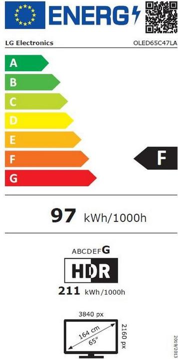 Energie-Label LG OLED65C47LA (65", C4, OLED, 4K, 2024)