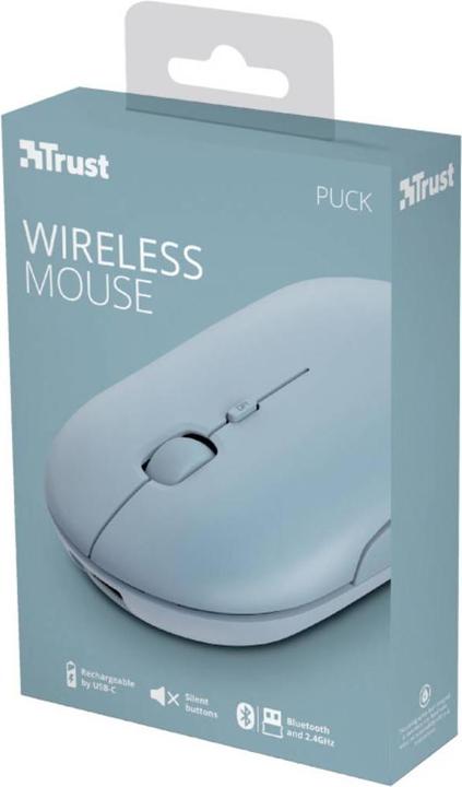 Produktbild Trust Maus Puck Rechargeable Blau (Kabellos)