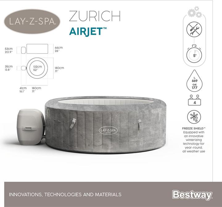 Image du produit Bestway Lay-Z-Spa Zürich 180x66cm Airjet (4 pers.)