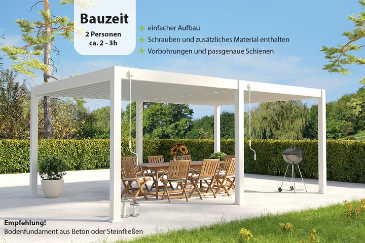 Immagine prodotto Weide Pergola Deluxe Plus 4x6m con tetto a doghe bianco (400 cm, 600 cm)