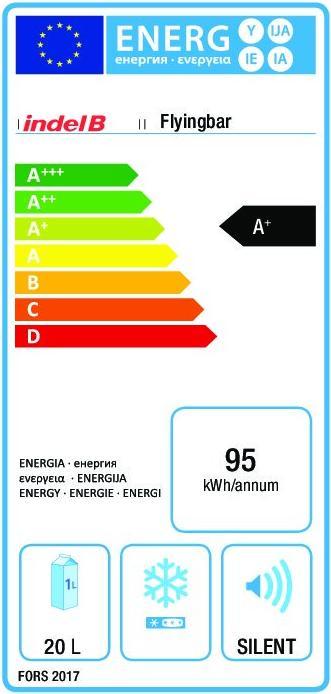 Energie-Label Indel B B Freihängende Minibar Glastüre FLYINGBAR