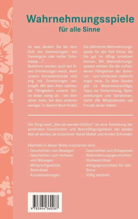 Immagine prodotto Wahrnehmungsspiele für alle Sinne (Tedesco, Natali Mallek, Annika Schneider, 2019)