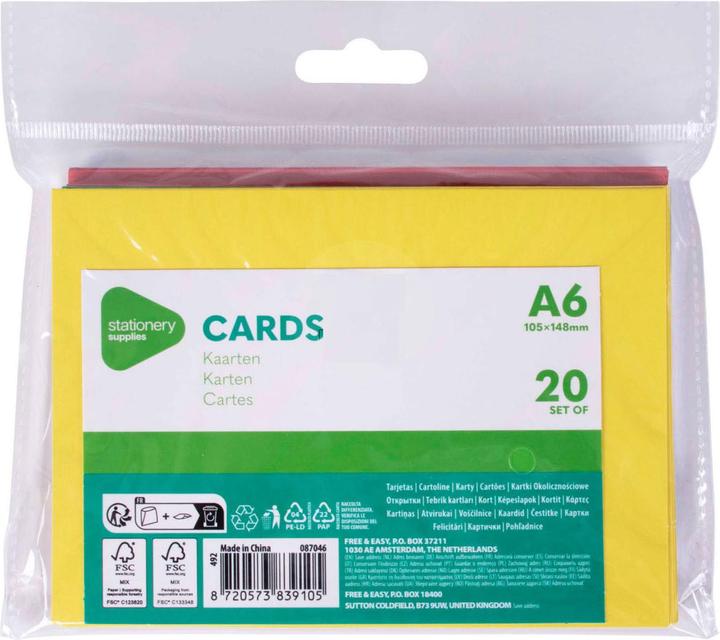Coloured cards A6, 20 pcs. (20 pcs.)