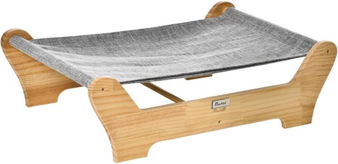 Actual product image Swisshandel24 Cat bed with frame hammock for cats raised cat nest with soft cushion pine wood Natu (Cat)