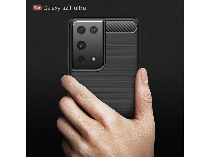 Produktbild Screenguard Samsung Galaxy S21 Ultra Hülle Carbon Brushed Soft TPU (Samsung Galaxy S21 Ultra)