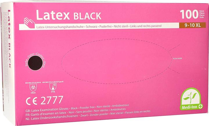 Actual product image Papstar Disposable gloves Medi-Inn® PS Latex Black, for left & right, powder-free, non-sterile, live... (XL)