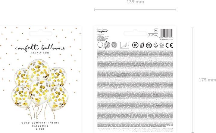 Produktbild Partydeco Sternen Konfetti Luftballons Gold