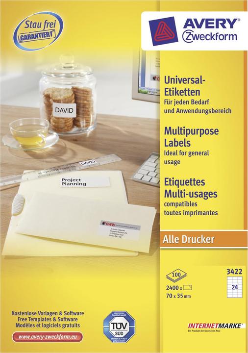 Actual product image Avery universal labels