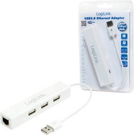 Image du produit LogiLink USB 2.0 zu RJ-45 (USB-A, 3 Ports)