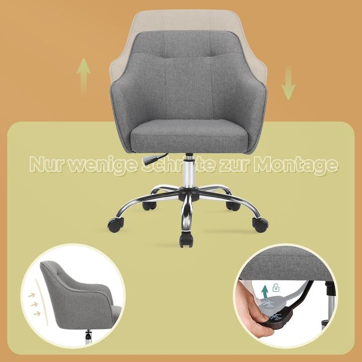 Produktbild Songmics Bürostuhl, OBG019G01V1 Stoff grau, Gestell silber