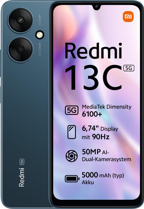 Produktbild Xiaomi Redmi 13C 5G (128 GB, Twilight Blue, 6.74", Dual SIM, 50 Mpx, 5G)