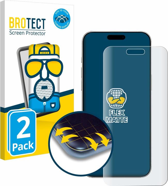 Actual product image BROTECT Fullscreen screen protector Matt anti-glare film (2 Piece, Apple iPhone 16 Plus)