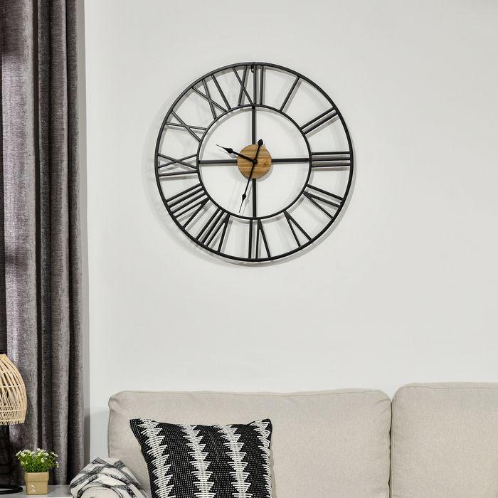Produktbild Swisshandel24 Wanduhr modern 60cm mit Römischen Ziffern, Runde Uhrwerk, Geräuschlose Dekoration im Vintage-Design (60 cm)