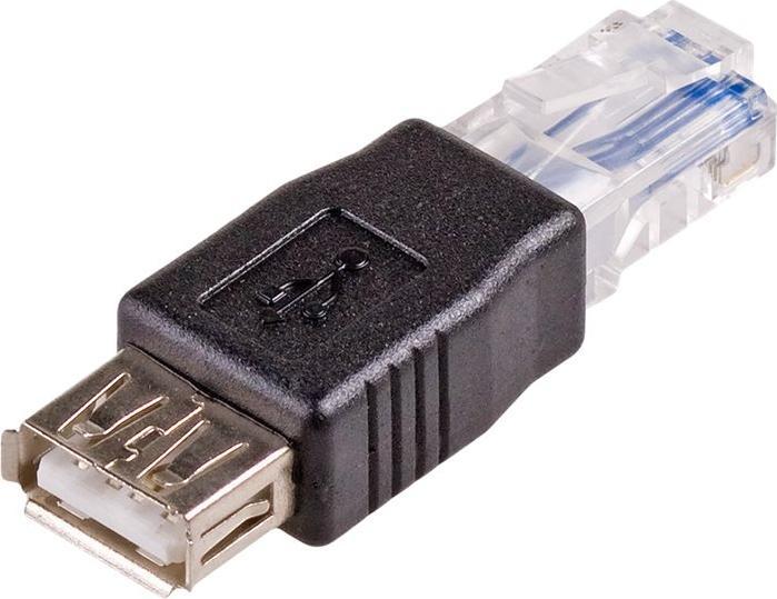 Image du produit Akyga AK-AD-27 cable changeur de genre RJ45 USB 2.0 type A Noir (RJ45, 5.80 cm)