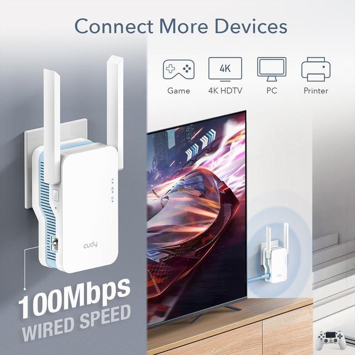 Actual product image Cudy RE1200 Wi-Fi signal booster (867 Mbit/s, 300 Mbit/s)
