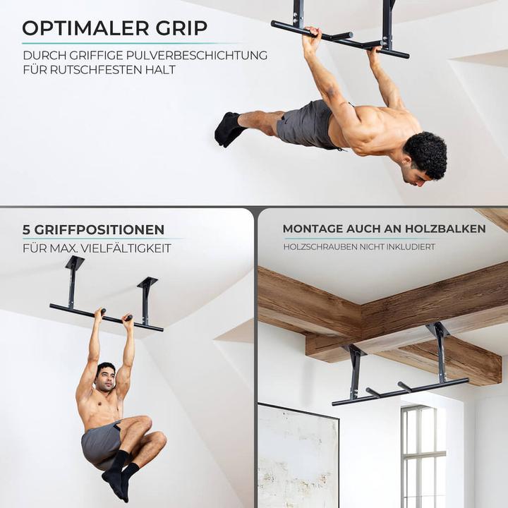 Produktbild Pullup & Dip Klimmzugstange Decke inkl. Klimmzugband und Schrauben