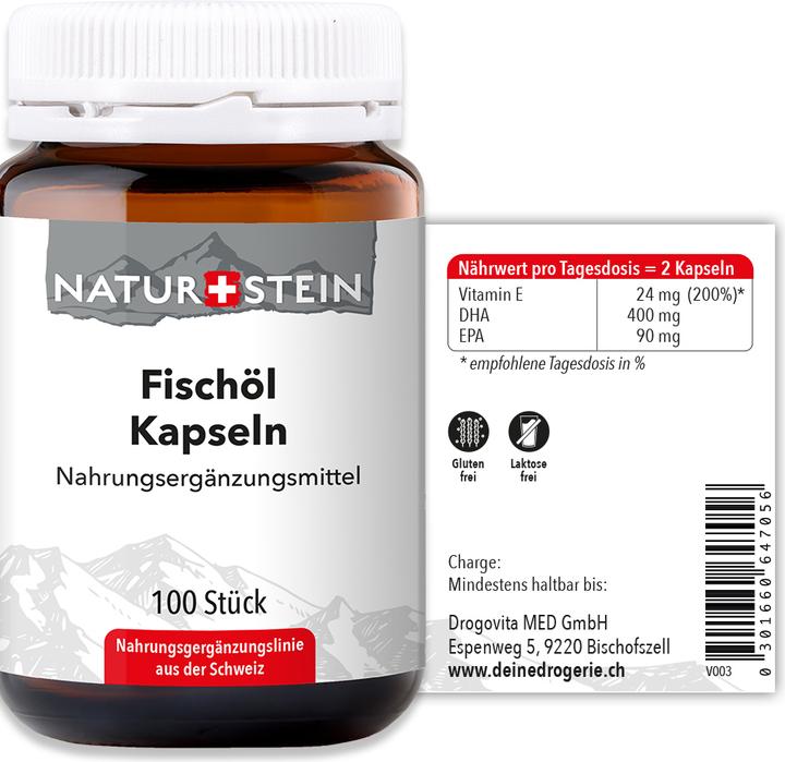 Nährwerte und Zutaten Naturstein Fischöl (100 Stück, Kapseln, 168 g)