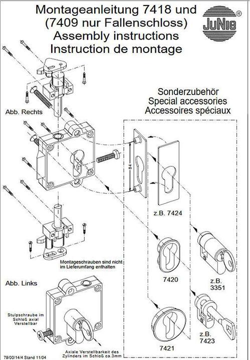 Actual product image Junie PZ espagnolette lock with latch 7418.40102 (Rotary knob cylinder)