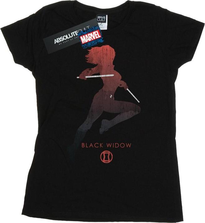 Actual product image Womens/Ladies Black Widow Silhouette Cotton T-Shirt (XL)