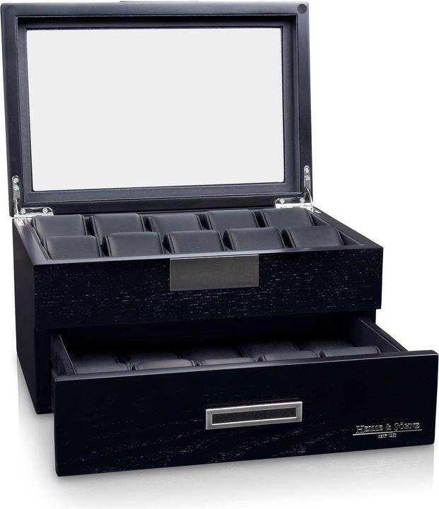 Actual product image Heisse & Söhne Watch box Monteray 20 Ash - Black silk matt