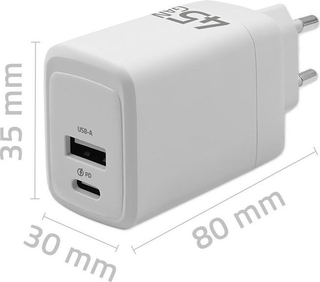 Produktbild Qoltec GaN 45W Ladegerät mit 1x USB C PD (45 W)