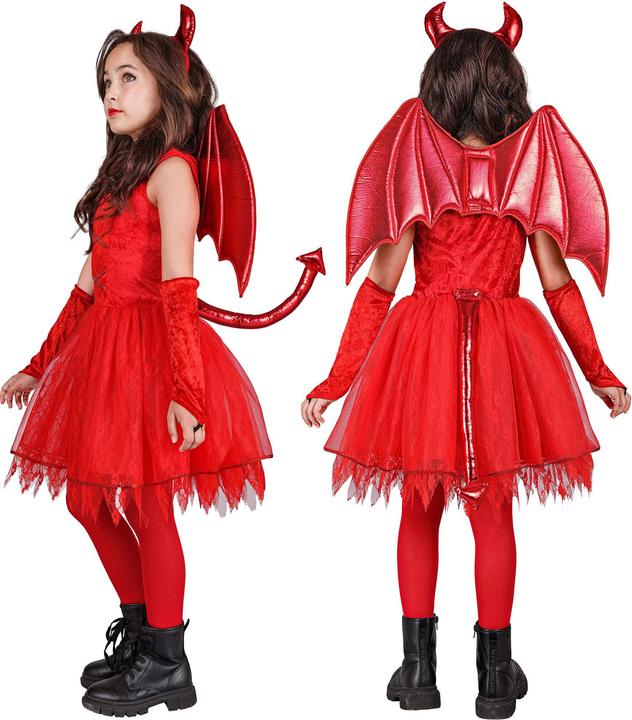 Immagine prodotto Widmann Vestito costume da diavolo per bambini, coda, corna, guanti senza dita (158)