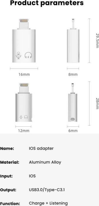 Actual product image PowerGuard Lightning USB 3.0 Headphone Adapter Charge & Data OTG (Lightning, USB 3.0)
