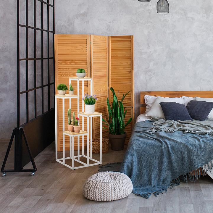 Actual product image Relaxdays Plant stand with 4 shelves 80 x 40 cm, Nature/White