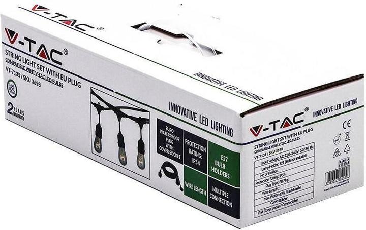 Actual product image V-TAC LED chain VT-713 15x E27 Black IP65 3673 (E27, IP54)