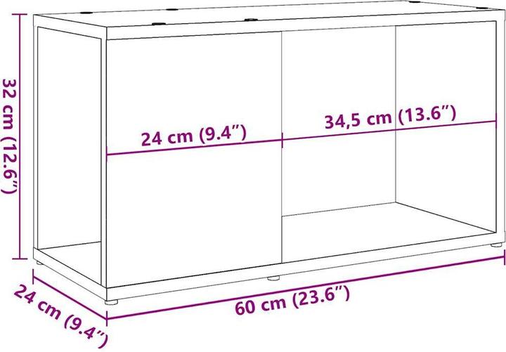Produktbild VidaXL TV-Schrank Artisan-Eiche 60x24x32 cm Holzwerkstoff TV-Möbel TV-Board (60 x 24 x 32 cm)