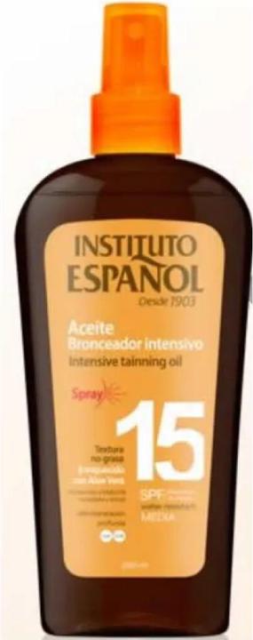 Actual product image Instituto Español Sol. Aceite Proteccion Solar Bronceadora Spf15 Spray 250 ml (250 ml)