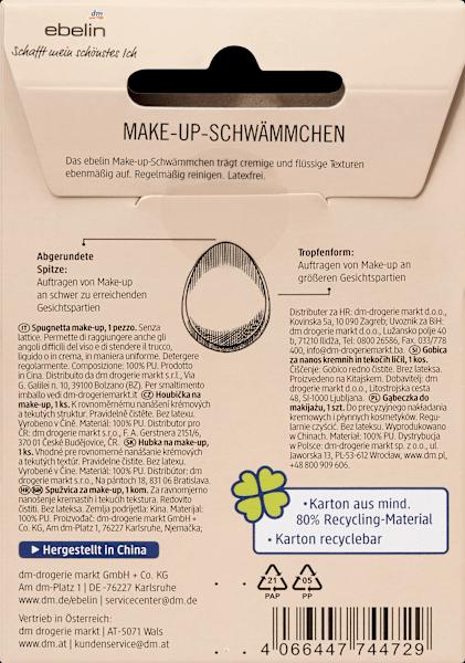 Valeurs nutritives et ingrédients dm ebelin Éponge de maquillage ovale