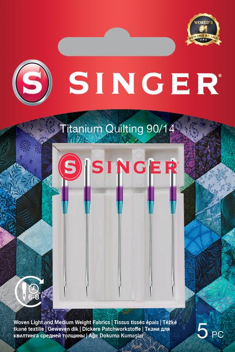 Actual product image Singer TITANIUM QUILTING sewing machine needle, 90/14, pack of 5