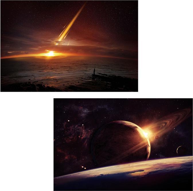 Produktbild Swisshandel24 2x LED-Bild Leinwandbild Leuchtbild Wandbild 60x40cm, Timer - Planet (60 x 40 cm)