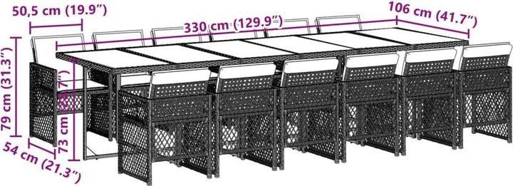 Produktbild VidaXL Gartenmöbel Essgruppe Gartengarnitur Sitzgruppe 13-tlg. Grau Poly Rattan (330 cm)