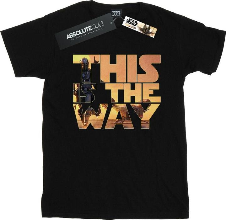 Actual product image Star Wars Womens/Ladies The Mandalorian The Way Poster Text Cotton Boyfriend T-Shirt (XXL)