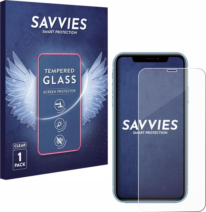 Savvies Panzerglas Hartglas Displayschutz (1 Stück, Apple iPhone XR)