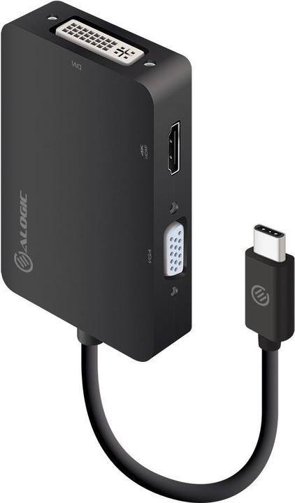 Produktbild Alogic Adapter 3-in-1 USB-C to HDMI DVI VGA M/3F schwarz (USB Typ-C, 1.50 cm)