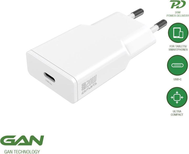 Immagine prodotto 4smarts Caricabatterie PDPlug Slim 20W GaN 1C bianco (20 W)