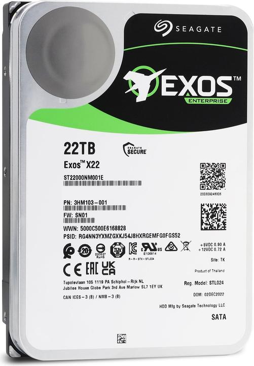 Actual product image Seagate Exos X22 (22 TB, 3.5", CMR)