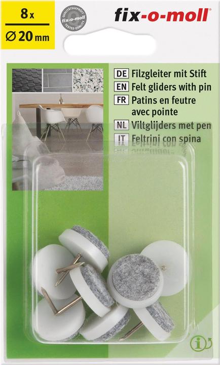 Produktbild Fix-o-moll Filzgleiter mit Stift (Filzgleiter, 8 Stück)