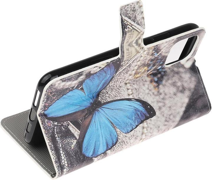 Produktbild Cover-Discount iPhone 12 mini - Leder Hülle Schmetterling blau (Apple iPhone 12 mini)