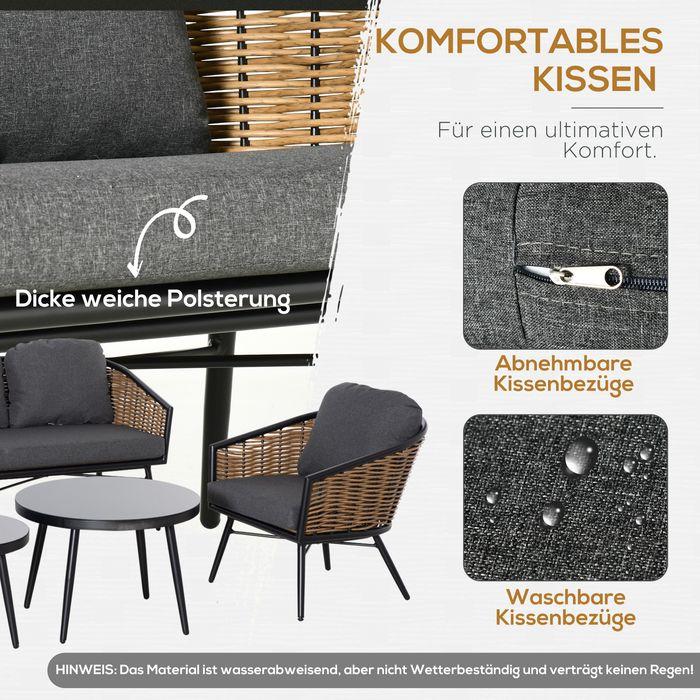Image du produit Swisshandel24 Meuble de jardin en poly rotin Ensemble de 5 canapés Rat Ensemble de sièges pour Pause Lounge Teetis