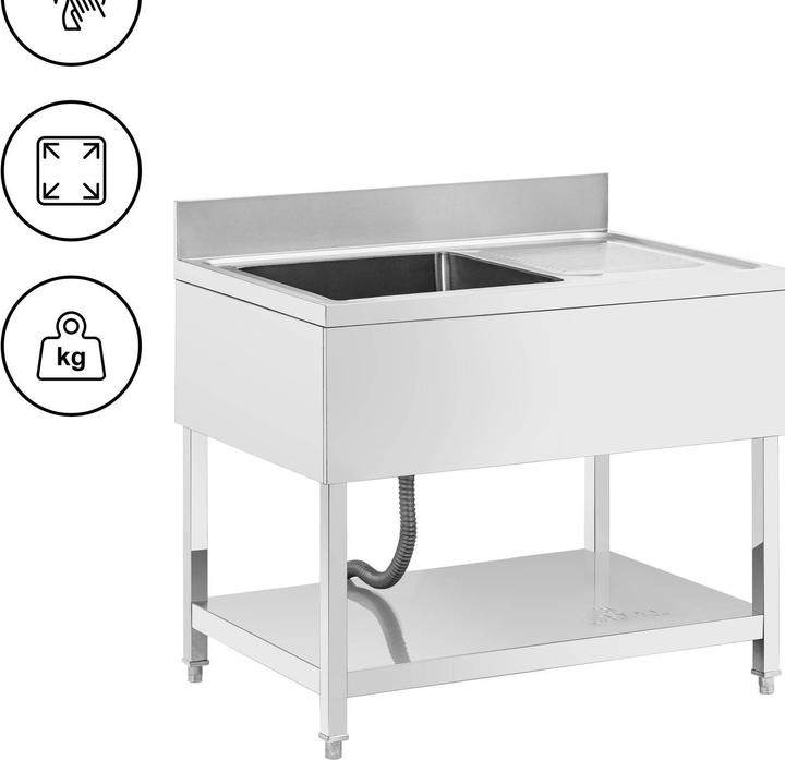 Immagine prodotto Royal Catering Spültisch 1 Becken 500 x 500 x 300 mm Ablage Edelstahl-Spültisch Gastro (Lavello con sgocciolatoio, 30 cm, 70 cm)