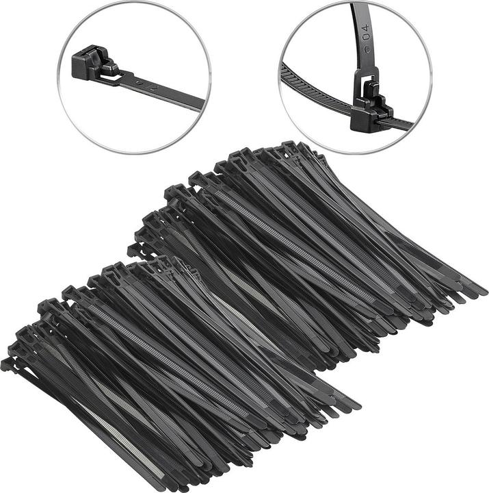 Immagine prodotto AGT Set di 200 fascette richiudibili (Fascette in plastica, 200 mm, 200 pz.)