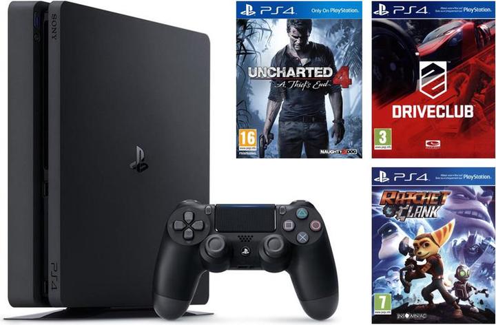 Produktbild Sony Playstation 4 Slim 1TB + UC4 + Driveclub + R&C