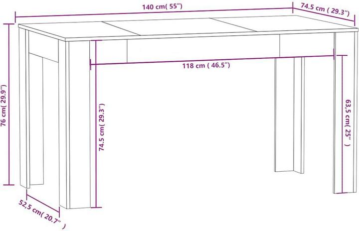 Produktbild VidaXL Georgie (140 x 74.5 x 76 cm)