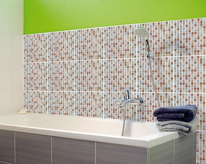 Produktbild Infactory Selbstklebende 3D-Mosaik-Fliesenaufkleber "Bronze", 3er-Set (26 x 26 cm)