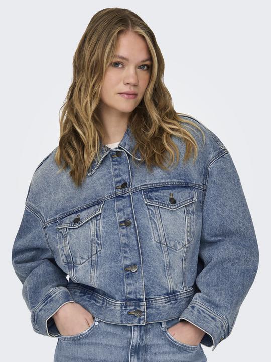 Actual product image Only Fly-away collar Low shoulder jacket Denim jacket (S)